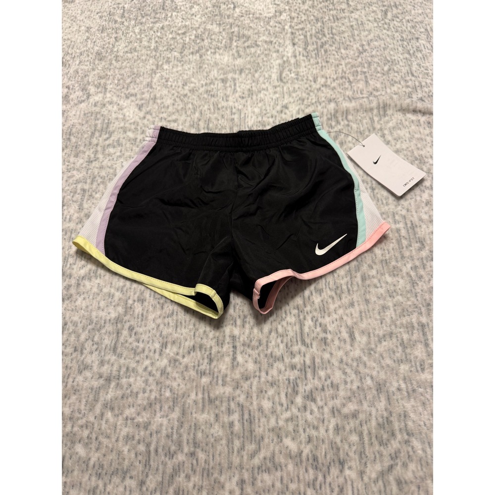 Nike Girls Black Dri FIT Running Shorts Size 6X Pastel Trim Athletic